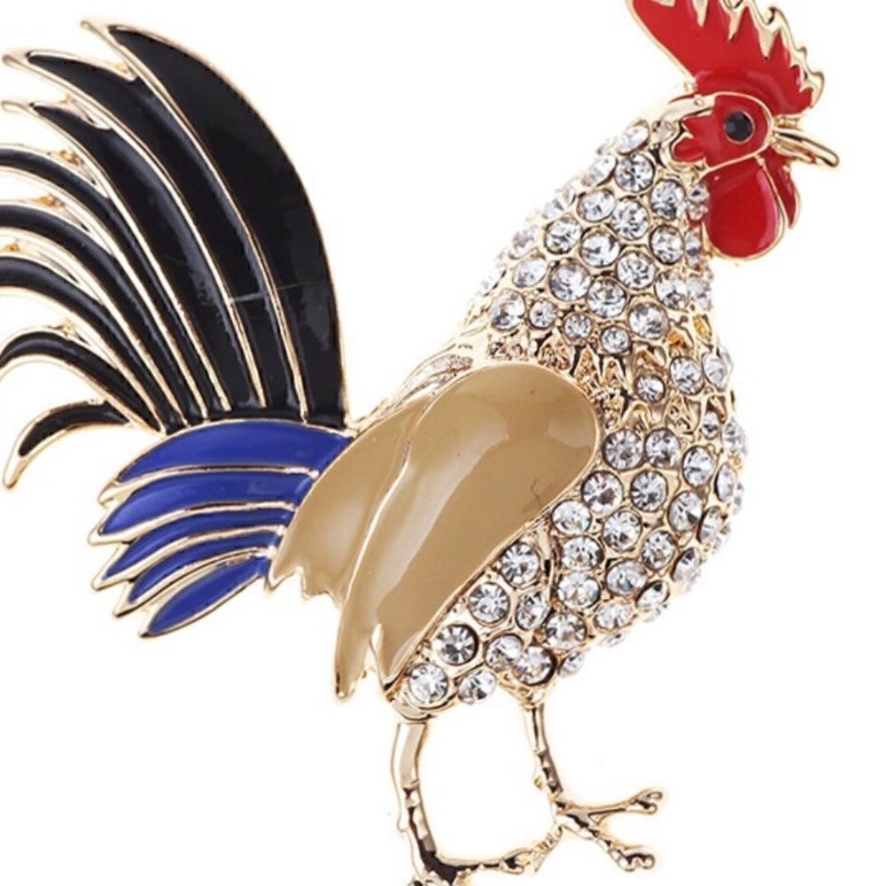 🐔 NEW crystal embellished rooster brooch 🐔